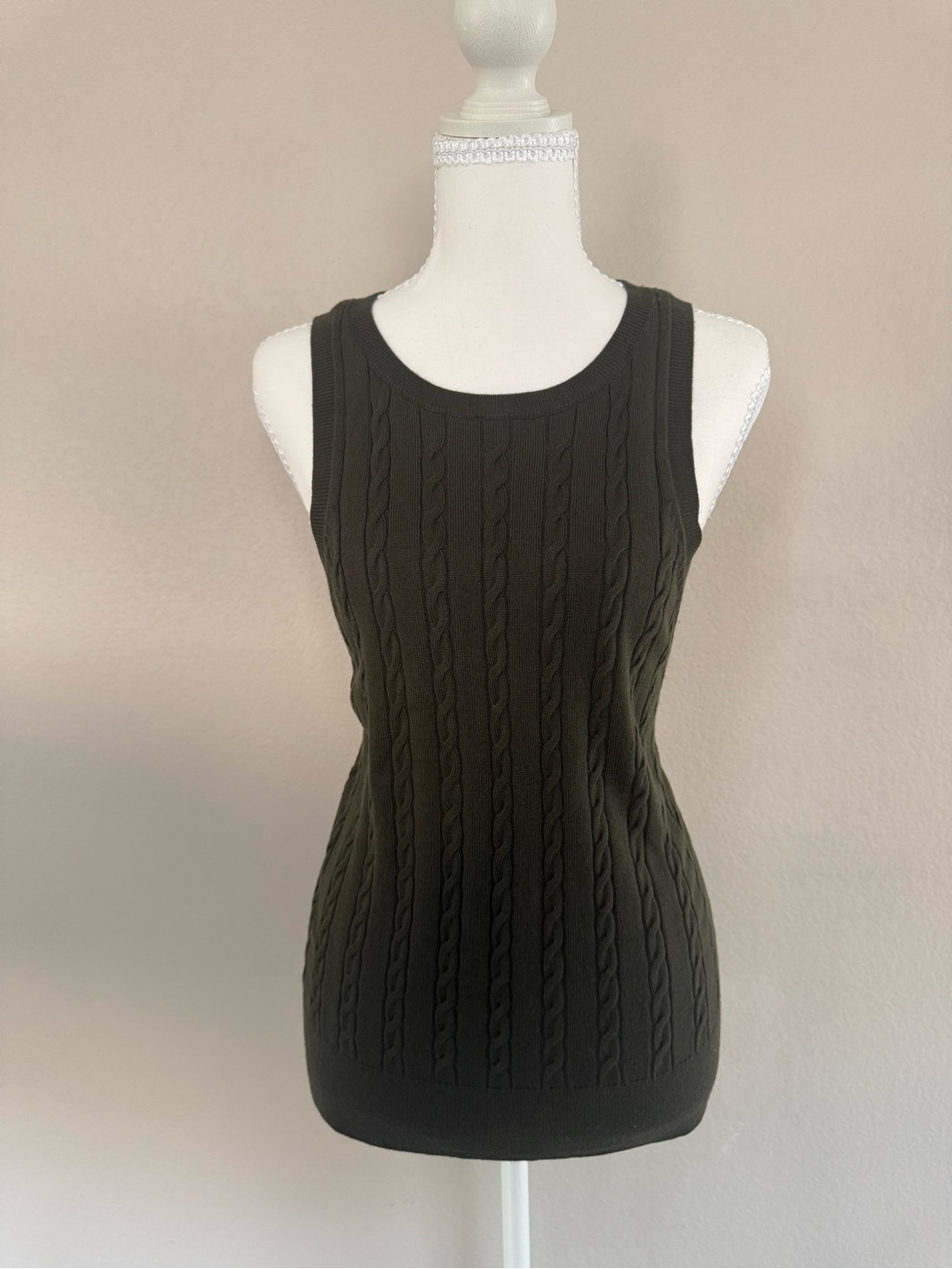 Banana Republic Olive Green Cable Knit Tank Top